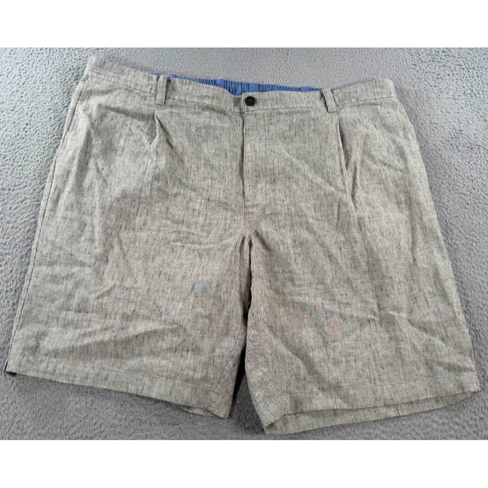 Tommy Bahama Shorts Men 3XLT (44x10) Gray Linen‎ Pleated Chino Drawstring